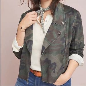 Anthropologie Marrakech Suede Camo Moto Jacket Size XXS Petite
